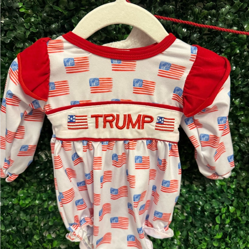 Patriotic Baby Romper with Flag Print Trump